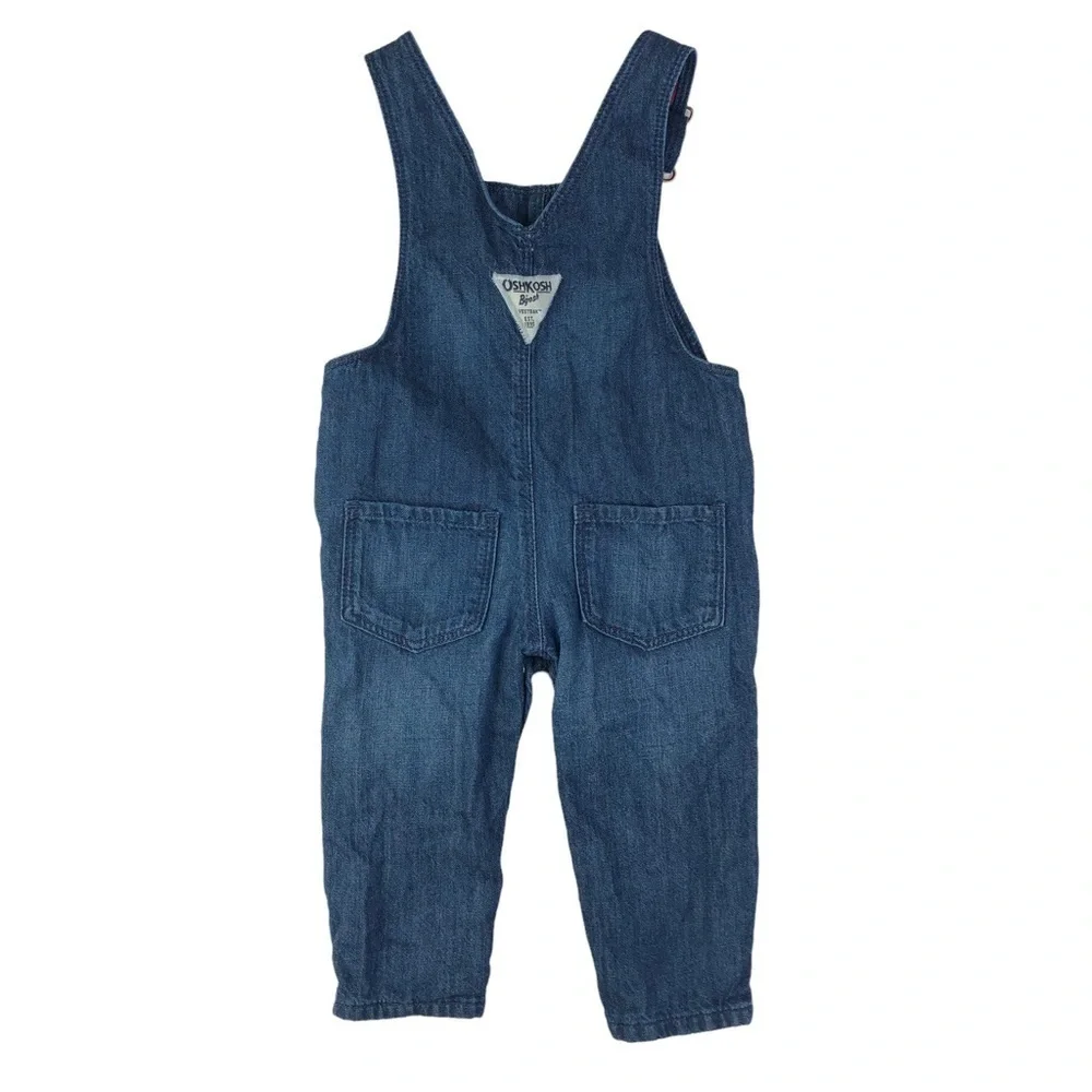 Osh Kosh lined overalls buffalo plaid embroidered stars snap legs 9 months